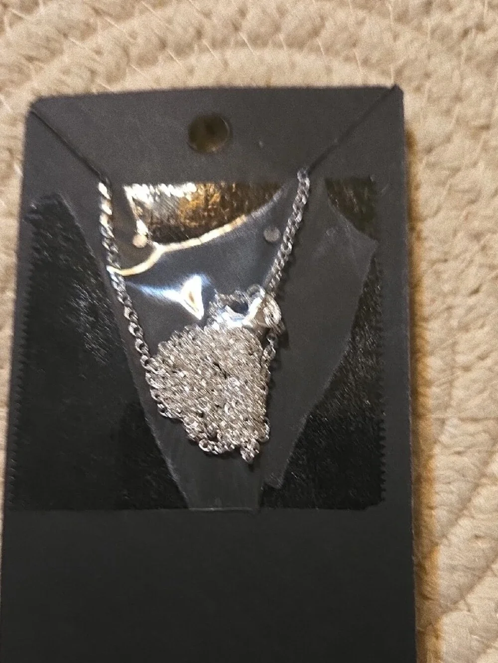Opalescent Teardrop Butterfly Necklace in Silver Tone